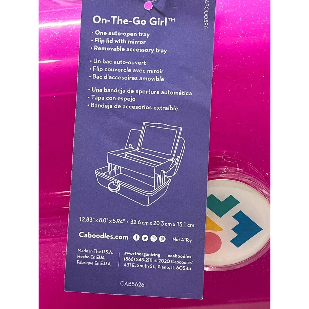 Caboodles On-The-Go Girl Makeup Case Hot Pink Glitter Sparkle‎ CAB5626 NEW